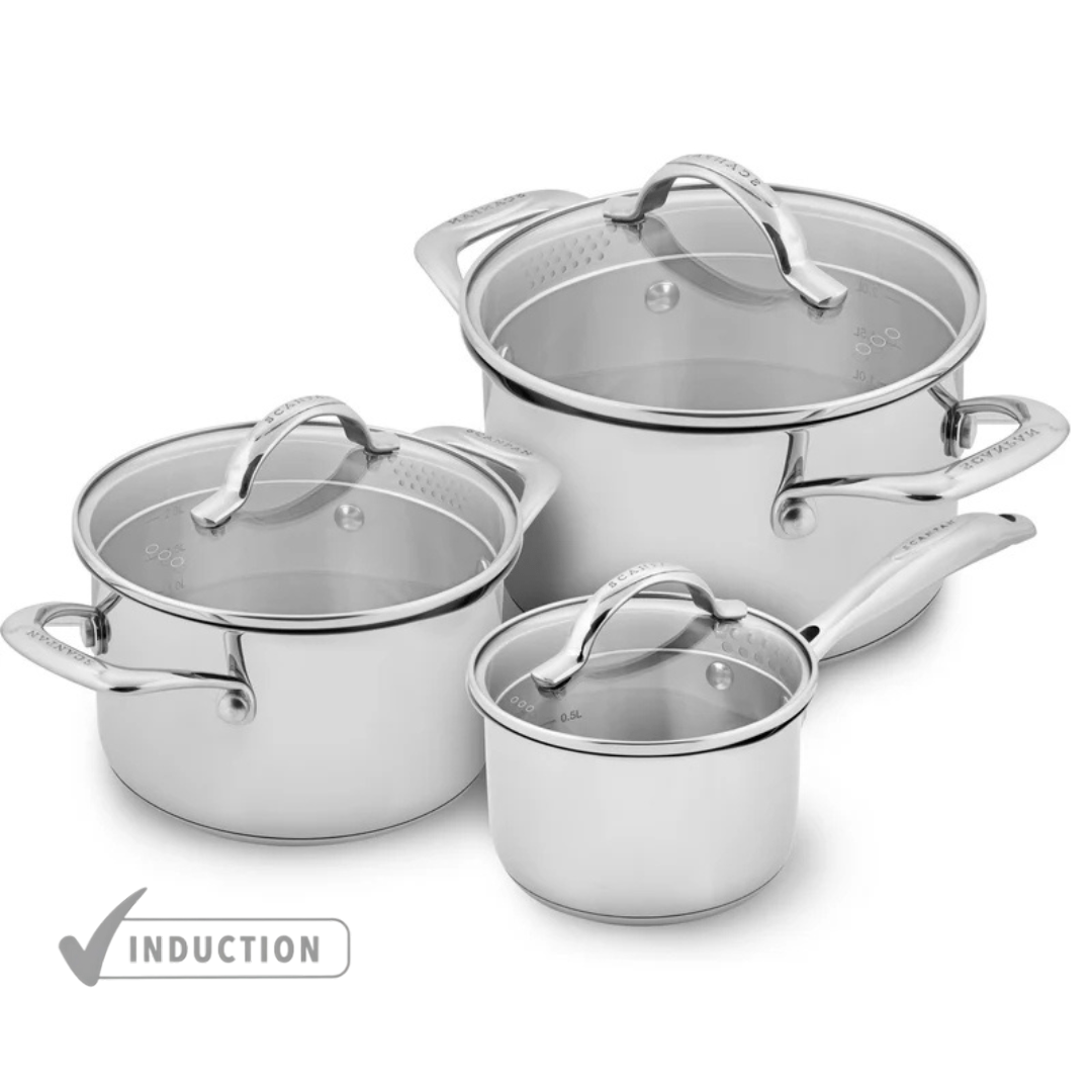 SCANPAN UK SCANPAN STS 3 Piece Cookware Set - 16cm Saucepan, 20cm & 24cm Dutch Oven